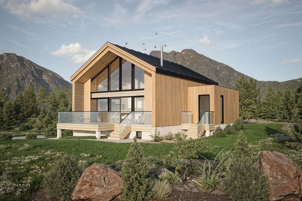 Modern Log Home