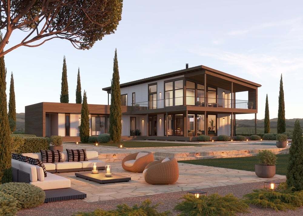 Modern Log Home