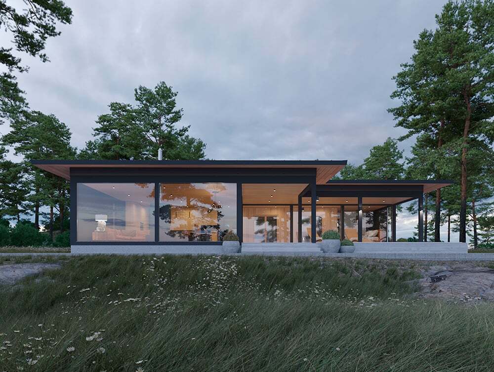 Modern Log Home
